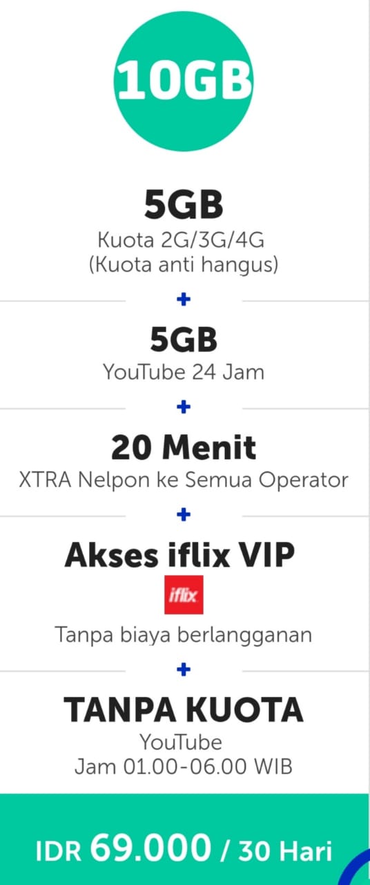 Paket Internet XL XTRA COMBO VIP - XTRA Combo VIP 5GB+5GB Youtube 30hr